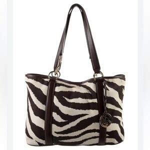 Micheal Kors Animal Print Canvas/Leather Tote Bag